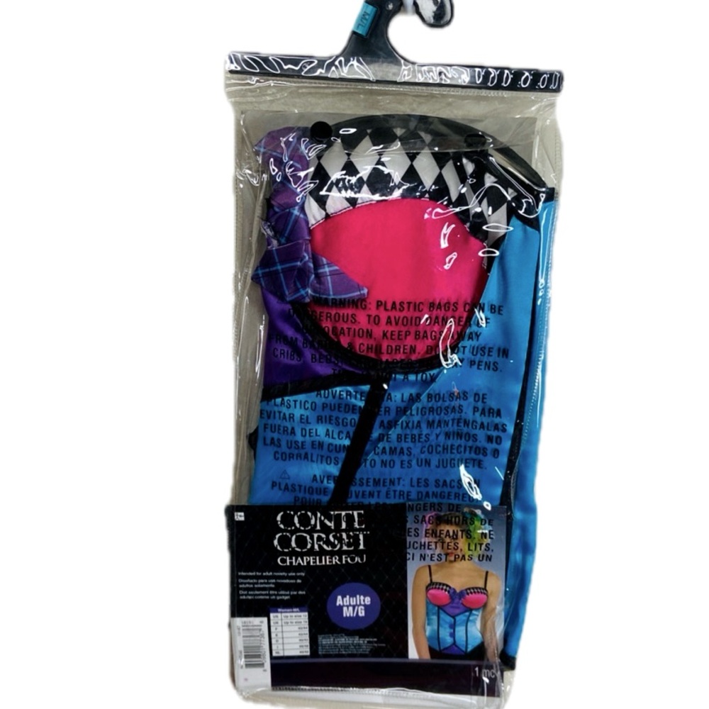 AMSCAN Mad Hatter Corset Bustier Multicolor Adult Size M/L - Picture 8 of 9
